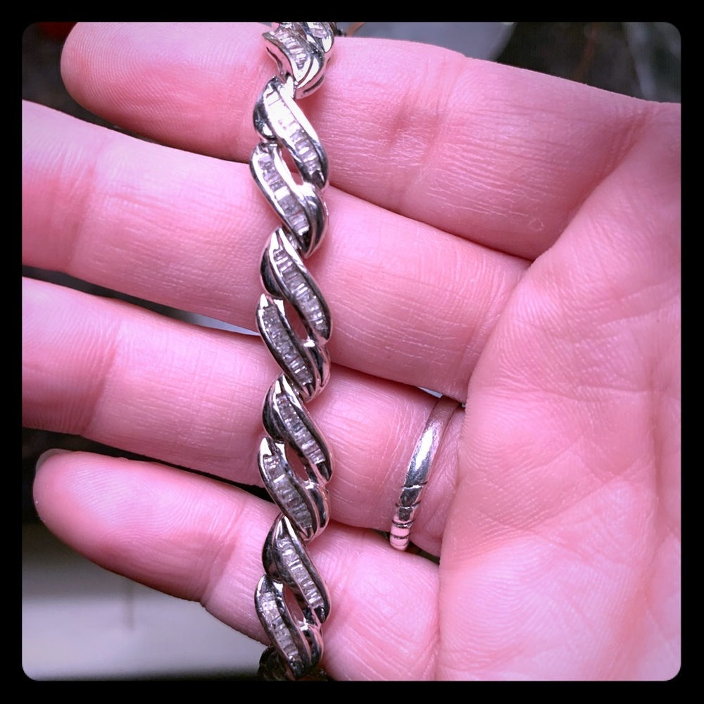 Sterling silver and diamond bracelet